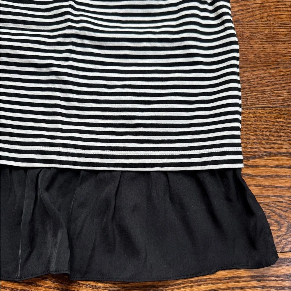 J.Crew Striped Sleeveless Peplum Top Black White Size XS